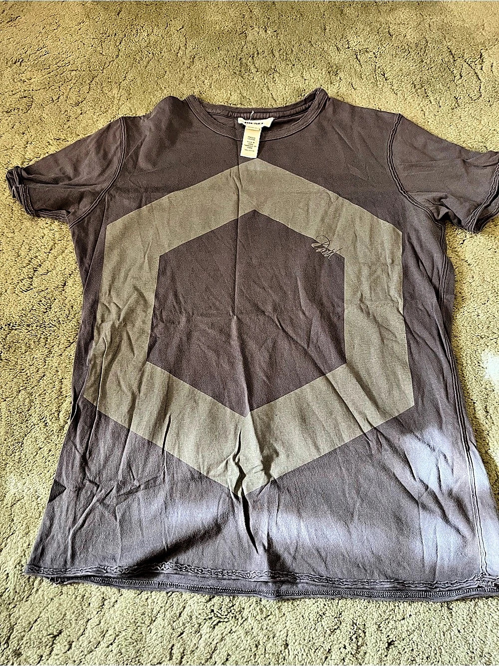 Diesel Geometric Graphic Tee in Brown & Gray Size Small